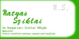 matyas sziklai business card